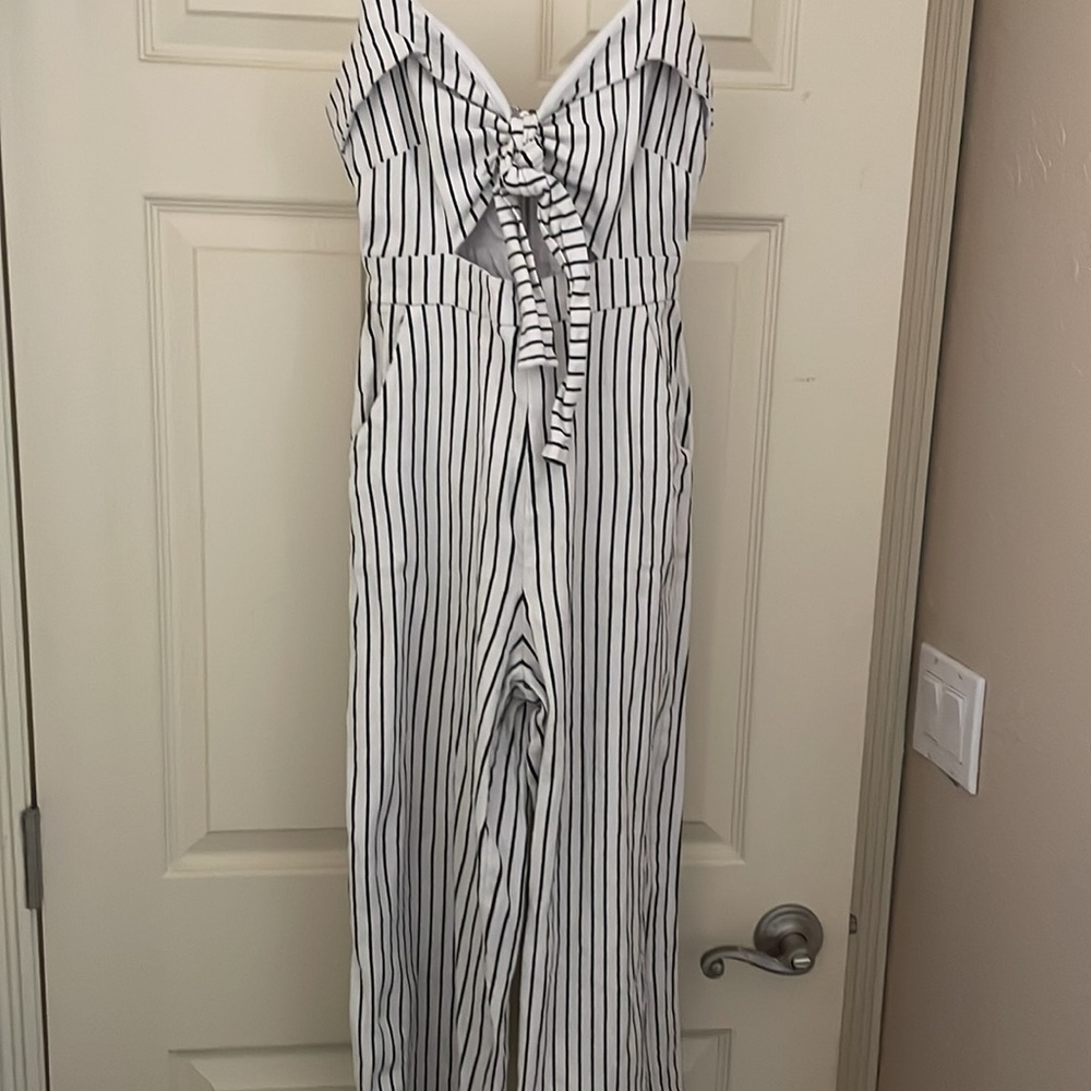 Tie-Front Striped Jumpsuit